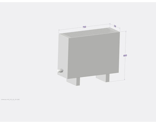 Radiateur avec dimensions 700 x 600 x 230 millimètres