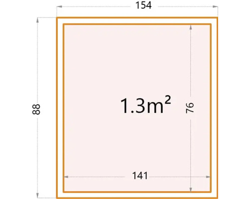 Technische Zeichnung mit Maßangaben und Flächenberechnung