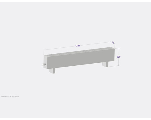 Radiateur avec dimensions 1400 x 130 x 330 millimètres