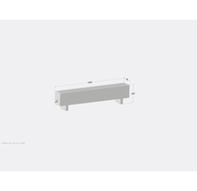 Radiateur mesurant 1400 x 180 x 330 millimètres.