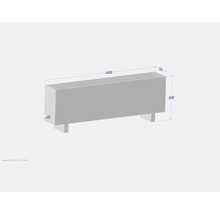 Radiateur aux dimensions 1400 x 230 x 500 millimètres