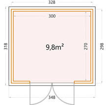 Gartenhaus Classico 3330 inkl. Regenrinne 348 x 318 cm lichtgrau
