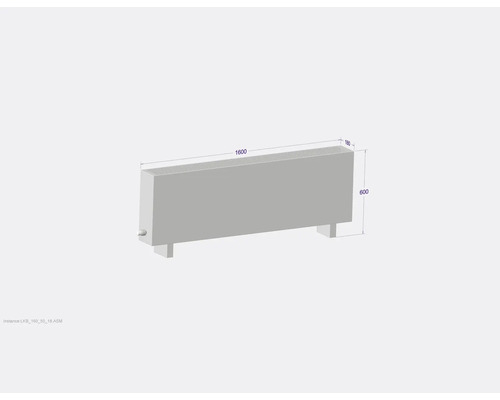 Radiateur avec indications de dimensions pour la longueur, la largeur et la hauteur