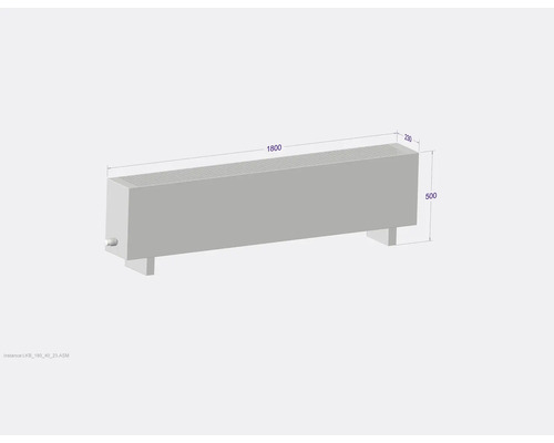 Radiateur avec les dimensions 1800 x 500 x 230 millimètres