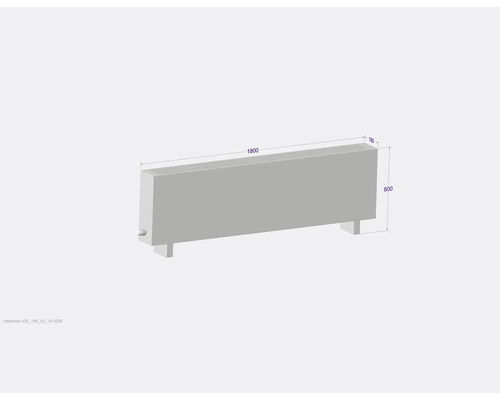 Flachheizkörper mit den Maßen 1800 x 600 x 180 mm