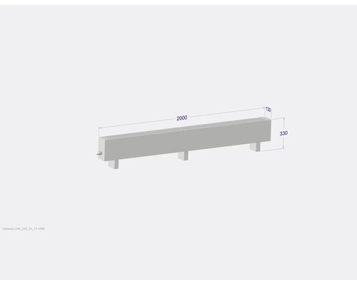 Banc de jardin en béton avec dimensions 2000 x 330 x 130 mm