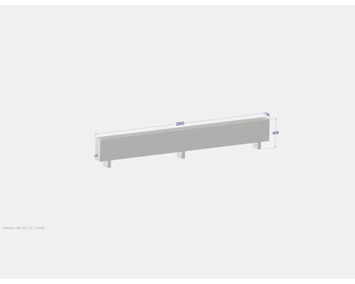 Betonbord mit den Maßen 2600 x 400 x 130 Millimeter