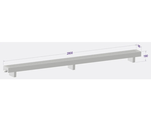 Illustration d''un caniveau de douche avec dimensions