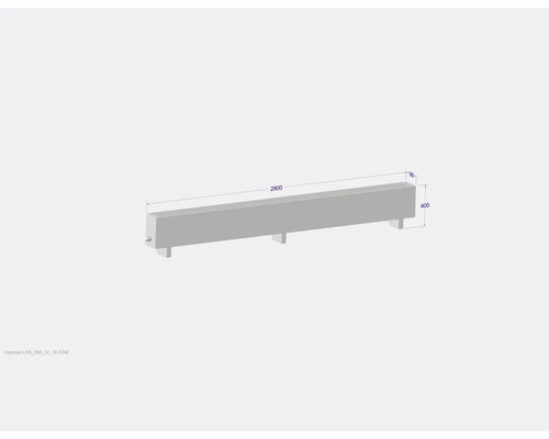 Image d''un banc de jardin en béton aux dimensions de 2800 x 180 x 400 mm