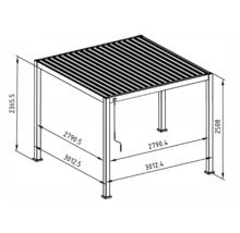 Dessin technique d''une structure de pavillon avec dimensions