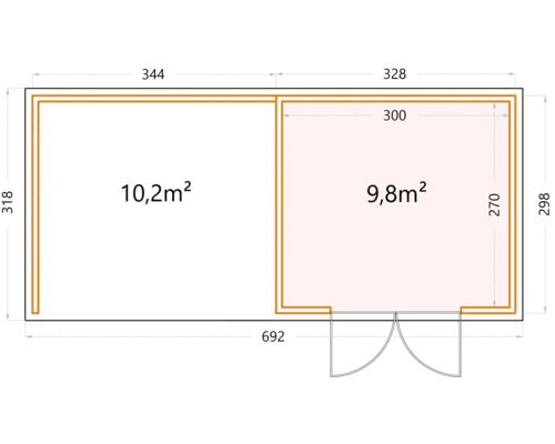 Plan d''un abri de jardin avec indications de surface