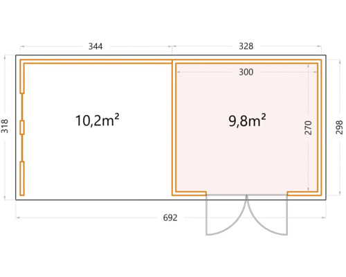 Grundriss eines Gerätehauses mit Flächenangaben
