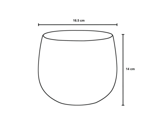 Illustration d''un pot de fleurs mesurant 16,5 cm de largeur et 14 cm de hauteur