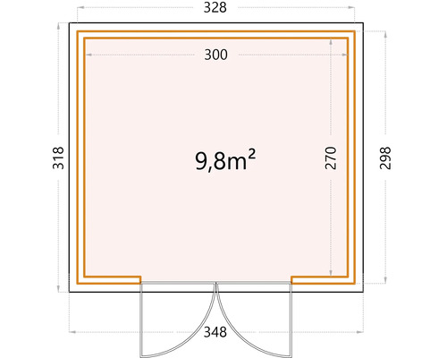 Plan d''un abri de jardin avec indications de taille