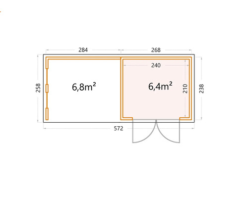 Plan d''un abri de jardin avec indication des surfaces