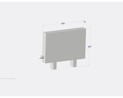 Heizkörper mit den Maßen 600 x 500 x 80 Millimeter