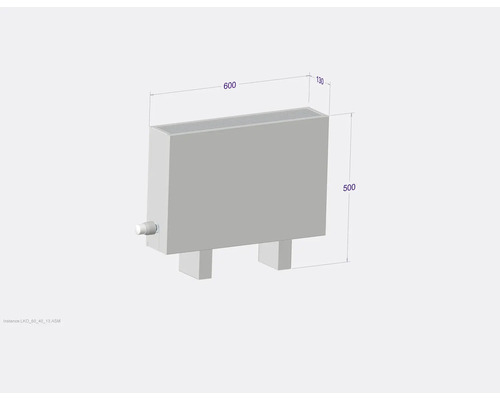 Heizkörper mit den Maßen 600 x 500 x 130 Millimeter