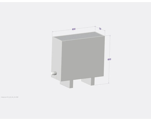 Radiateur aux dimensions 600 x 600 x 230 mm