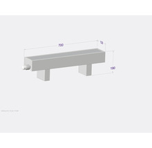 Radiateur design mesurant 700 x 130 x 190 millimètres
