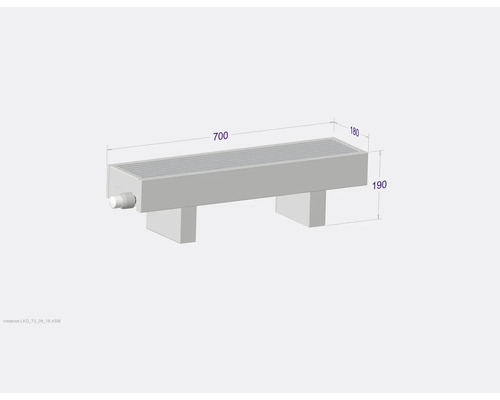 Image d''une rigole de drainage avec les dimensions 700 x 180 x 190 mm