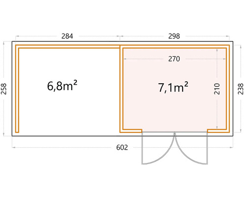 Plan d''un abri de jardin avec indication de la surface et des dimensions