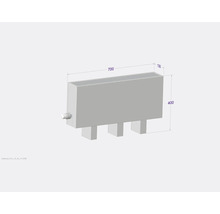 Radiateur de dimensions 700 x 400 x 130 millimètres.