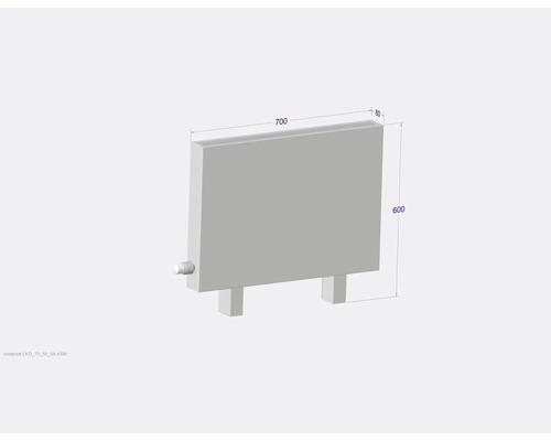 Heizkörper mit den Maßen 700 x 600 x 80 Millimeter