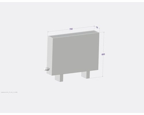 Heizkörper mit den Maßen 700 x 600 x 130 Millimeter.