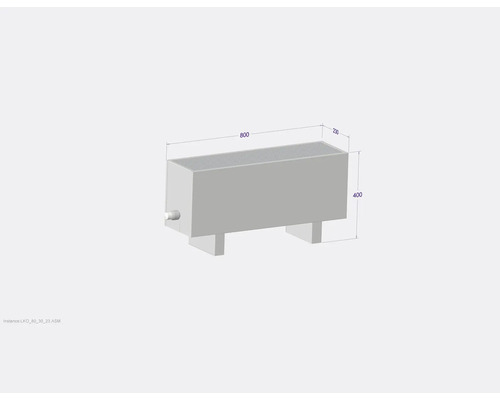 Radiateur de dimensions 800 x 230 x 400 mm
