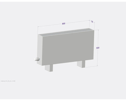 Radiateur avec dimensions 800 x 500 x 130 millimètres
