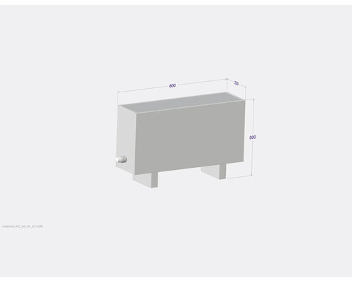 Radiateur avec dimensions 800 x 230 x 500 mm