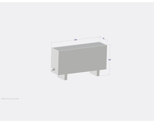 Radiateur avec des dimensions de 900 x 230 x 500 millimètres.