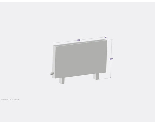Heizkörper mat de Moossen 900 x 600 x 80 Millimeter.