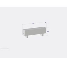 Image du produit avec dimensions : longueur 1000, largeur 180, hauteur 600.