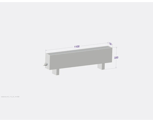 Radiateur avec dimensions 1100 x 130 x 330 millimètres