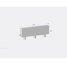 Radiateur avec dimensions 1100 x 400 x 130 mm