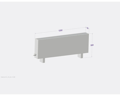 Heizkörper mit den Maßen 1200 x 500 x 130 Millimeter