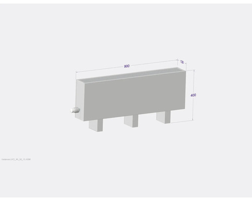 Radiateur avec dimensions 900 x 400 x 130 millimètres