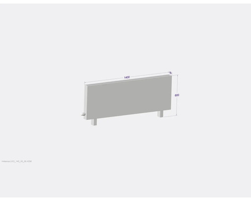 Radiateur plat aux dimensions de 1400 x 600 x 80 millimètres.