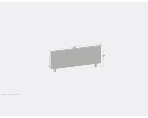 Radiateur d''une longueur de 1600 mm et d''une hauteur de 600 mm.