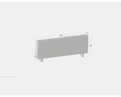 Heizkörper mit den Maßen 1600 x 600 x 130 Millimeter.
