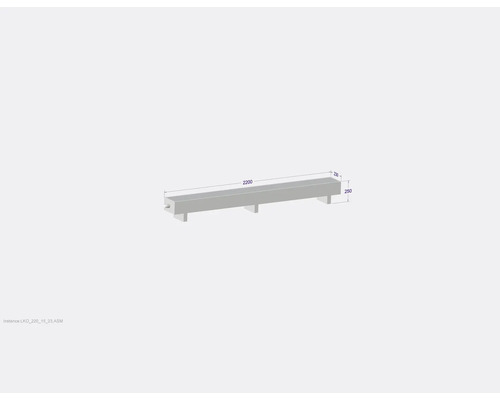 Linteau en béton d''une longueur de 2200 mm et d''une largeur de 250 mm.