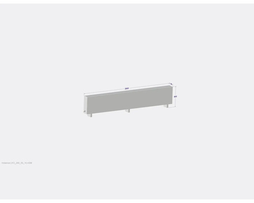 Beton Bordstein mit Maßangaben Länge 2800 mm, Breite 185 mm, Höhe 600 mm