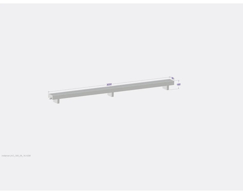 Rail métallique rectangulaire de trois mètres de long avec supports de montage