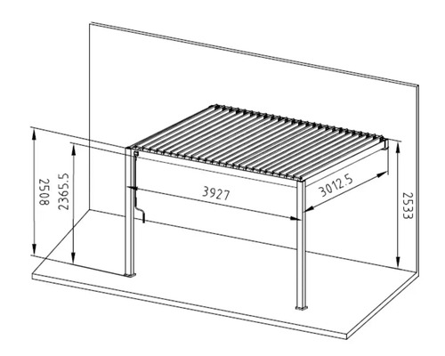 Dessin technique d''une pergola avec dimensions