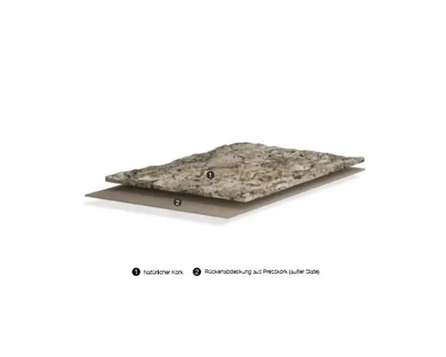Korkplatte mit natürlicher Korkoberfläche und Presskork-Rückenabdeckung