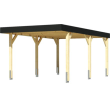 Carport en bois avec toit plat et poteaux