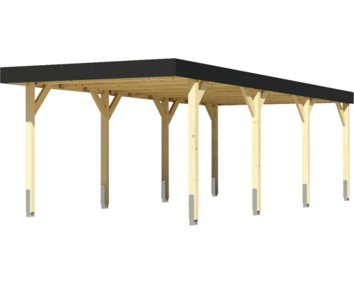 Holzcarport mit schwarzem Dach