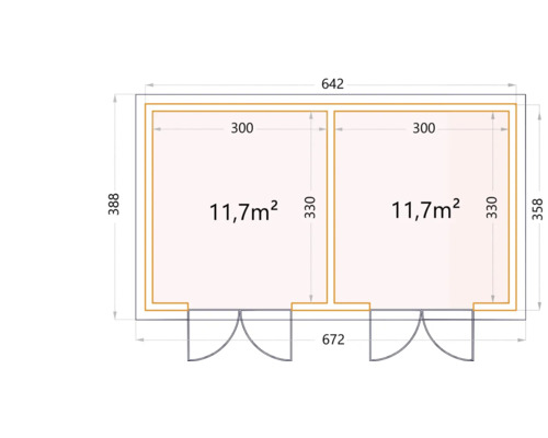 Plan d''un abri de jardin avec indication des surfaces