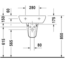 Schéma technique d''un lavabo avec dimensions